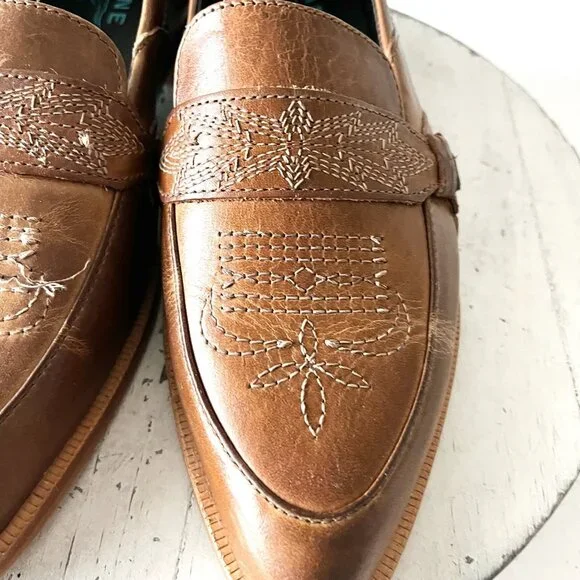 Lane Boots Womens Western Flats MARTINGALE Brown Cowgirl Loafer Slip On 8.5 - Picture 4 of 12